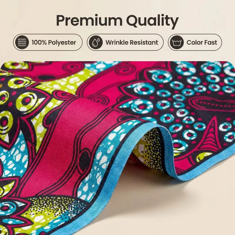 WENYUYA Afrikanischer Polyesterstoff mit geometrischen Mustern in Multicolour, 6 Yard - Bild 2