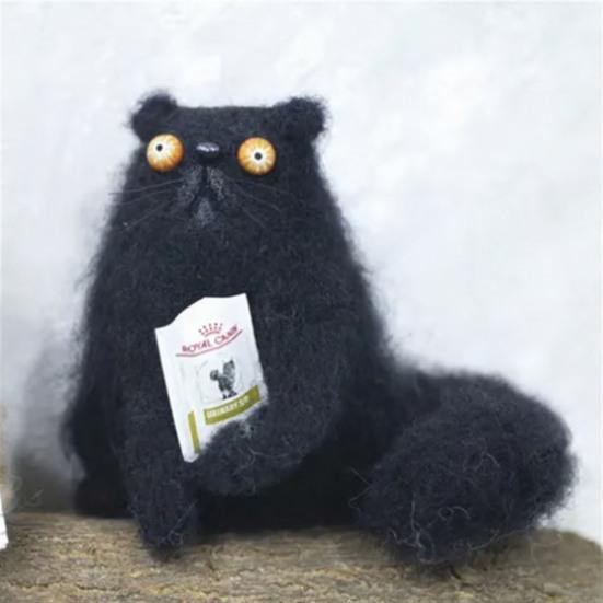 Obsidian Wollfilz Katze Opossum Puppen Sammelfigur Tier - Bild 2