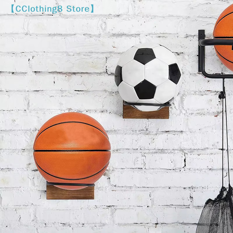 Basketball-Wandhalterung von AliS8 aus Holz und Metall in Braun zur Ball-Präsentation und Aufbewahrung - Bild 3