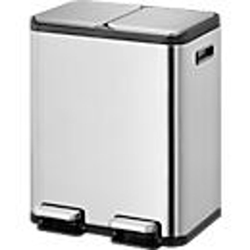 EKO EcoCasa II Splitted Treteimer aus Edelstahl in Silber, 2 x 30 Liter, mit Soft-Close-Deckel und Fingerabdruckschutz, B: 53,0 cm, T: 37,2 cm, H: 66,5 cm - Bild 2