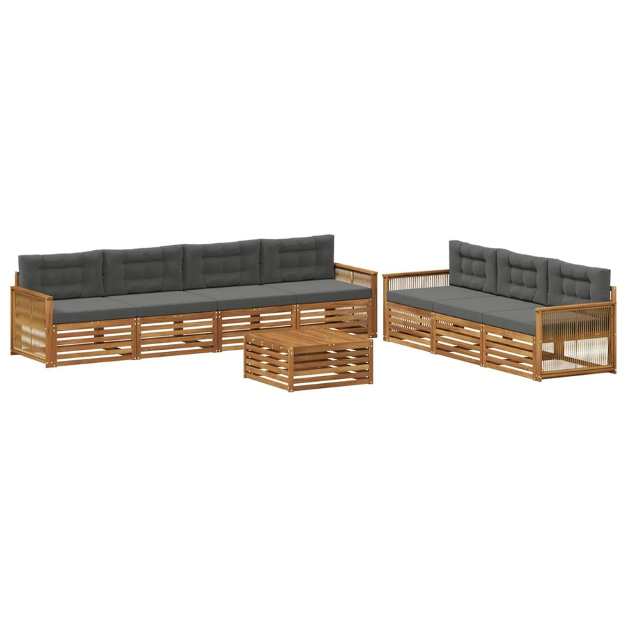 vidaXL Outdoor-Sofagarnitur aus Akazienholz mit Kissen in Anthrazit und Natur - Bild 2