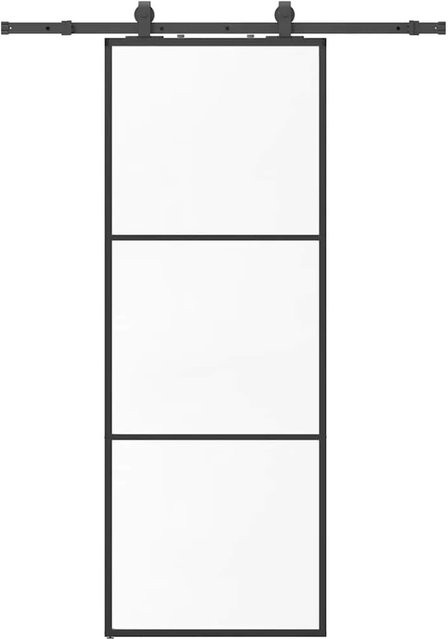 vidaXL Schiebetür aus ESG-Glas in Schwarz mit Beschlag, Breite: 76 cm, Höhe: 205 cm - Bild 1