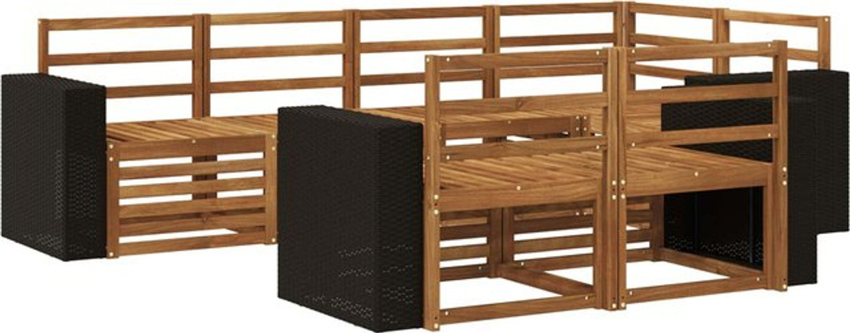 Modernes Ecksofa Set 7-teilig vidaXL aus Akazie Massivholz in Natur, wendbar - Bild 1
