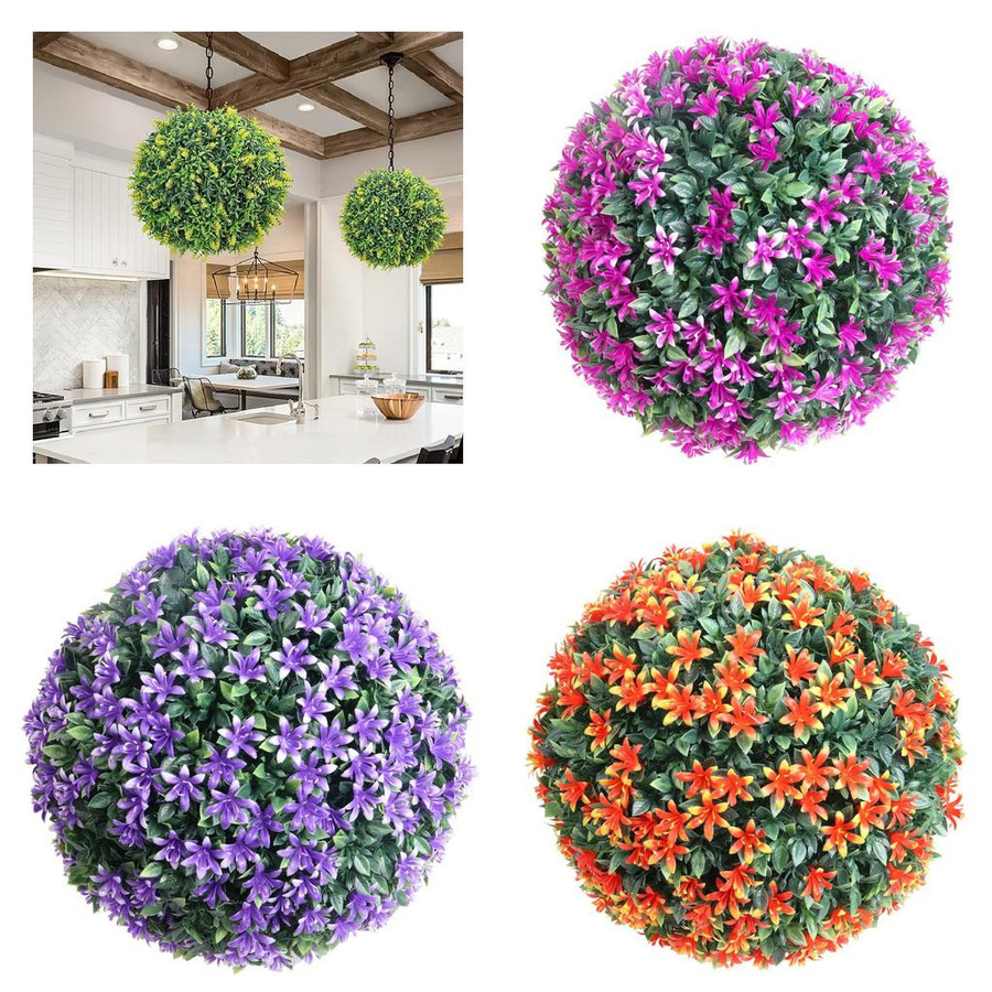 Hängende Blumenkugel aus Kunststoff von TheDailyPress in Grün, Lila, Orange oder Magenta, Durchmesser: 20 cm - Bild 6