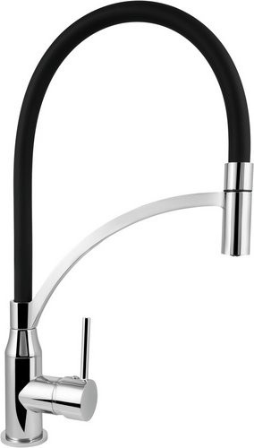 WELLWATER Einhebelmischer in Chrom und Schwarz mit 360 Grad schwenkbarem Auslauf und wassersparender Funktion für Küche und Bad - Bild 1