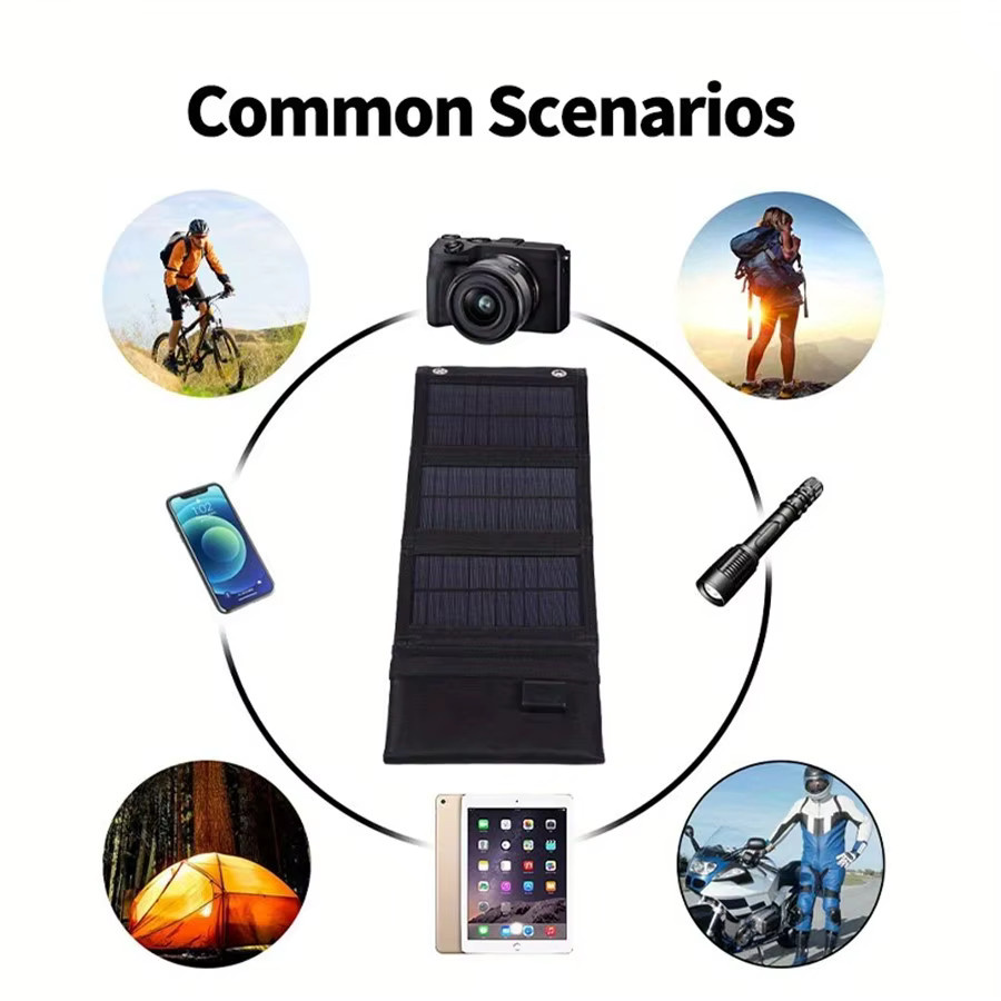 Tragbares flexibles USB Solar Panel in Schwarz, wasserdichtes 5V Klapp-Solarpanel zum Laden von Handys und Akkus - Bild 3