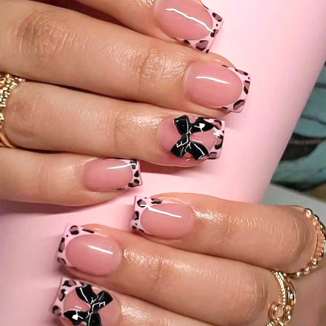 MAFANAILS Künstliche Nägel, Rosa Leopardenmuster, 24 Stück, Glänzend - Bild 1