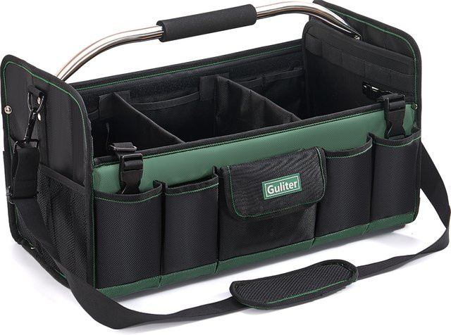Robuste offene Werkzeugtasche mit 25-Fach Werkzeugorganizer in Schwarz und Grün, 20 Zoll - Bild 1