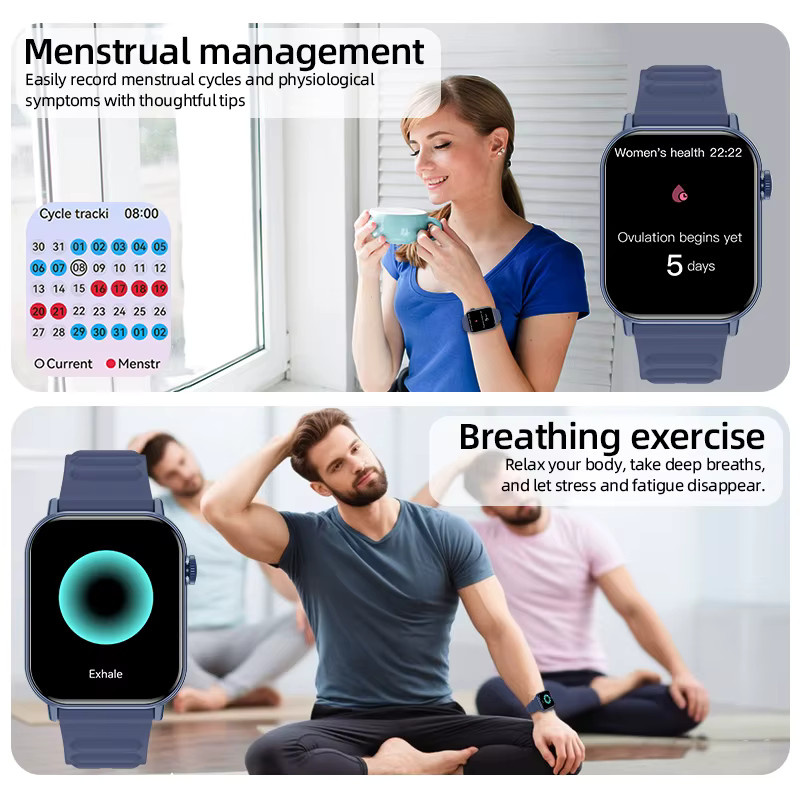 LIGE Smartwatch, 1,83 Zoll, Blau, Silikon, Herren - Bild 6