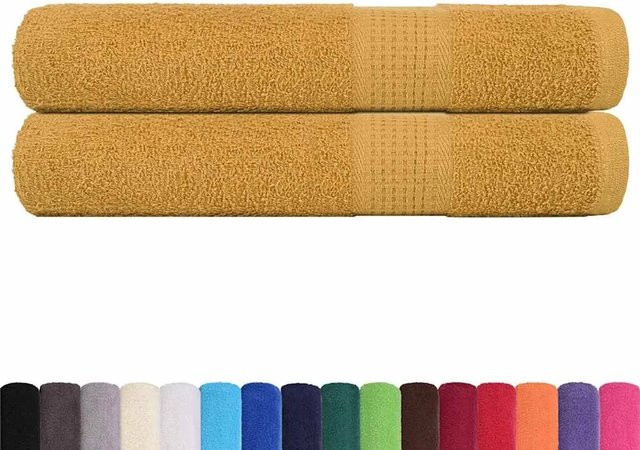 2er-Set vidaXL Saunatücher aus 100% Baumwolle in Gold, B/H: 80 x 200 cm, 360 g/m² - Bild 1