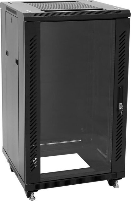 ROADINGER SSC-16 Stahlschrank mit Glastür, 16HE 19 Zoll Rack, Schwarz - Bild 1