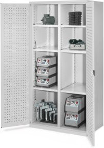 Kappes Schwerlastschrank MMT Mod. 51 in Grau mit Lochplatten an den Türen, B: 100 cm, T: 60 cm, H: 195 cm - Bild 1