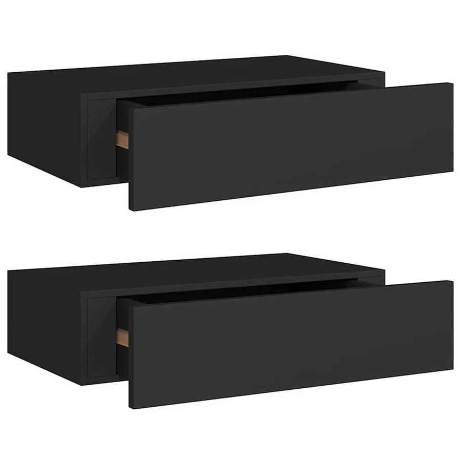 vidaXL Wandregale mit Schubladen 2er Set Schwarz B/T/H: 40 x 23,5 x 10 cm - Bild 2