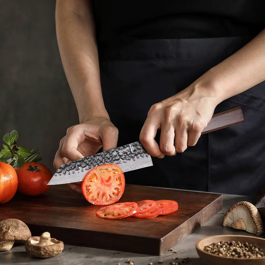 TUEWHO Kiritsuke Bunka Kochmesser aus Damaststahl, 15,24 cm, handgeschmiedetes japanisches Chefmesser mit Holzgriff - Bild 3