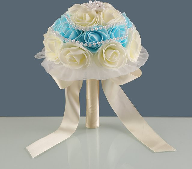 Künstlicher Rosenstrauß in Beige als florale Tischdekoration für Hochzeiten, Partys und als Valentinstagsgeschenk von TRUE LOVE GIFT - Bild 1