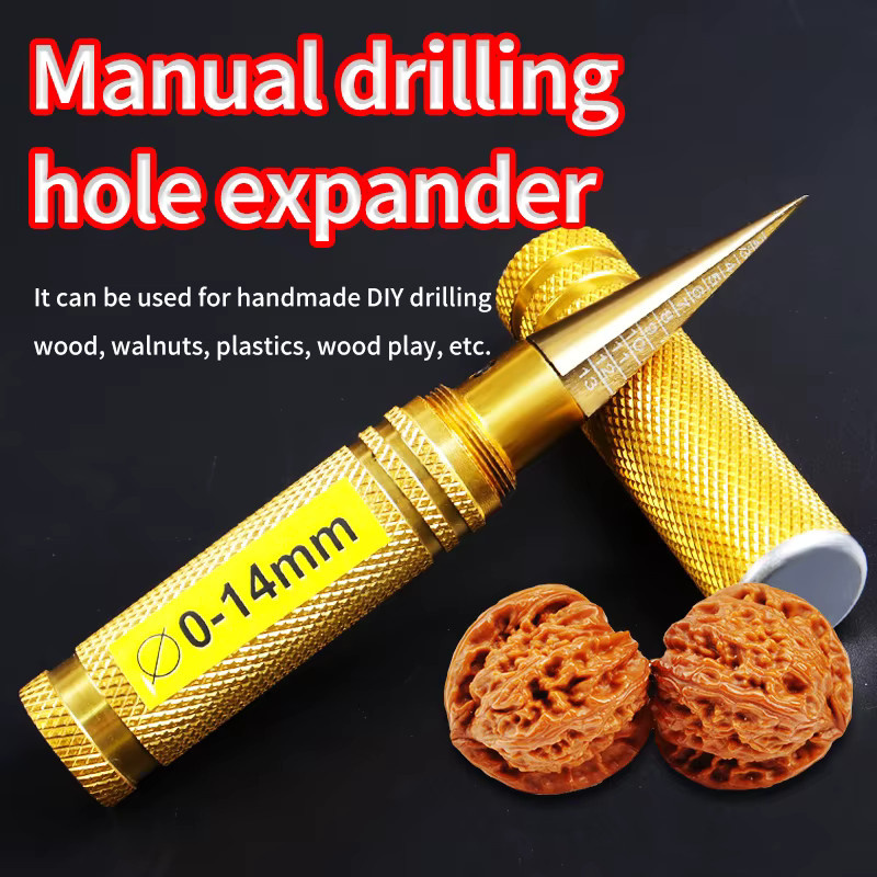 Goldener manueller Locherweiter der dritten Generation als Bohrwerkzeug für Holzbearbeitung und Modellbau, Lochöffner-Set für DIY-Projekte, 0–14 mm - Bild 3