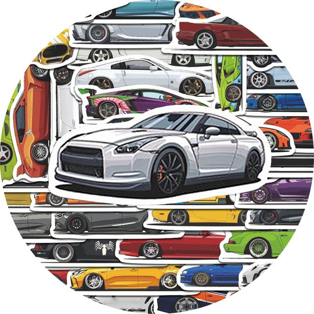 Rspctou Cartoon-Nachrüst-Rennwagen-Aufkleber, Vintage Supercar Graffiti-Sticker - Bild 1