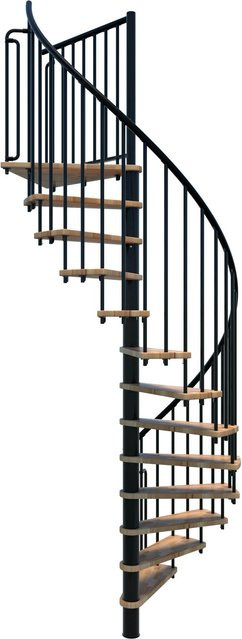 Minka Spindeltreppe Berlin in Schwarz mit Buche-Holzelementen für eine Geschosshöhe bis 282 cm - Bild 1