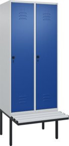 C+P Spind Classic PLUS Garderobenschrank mit Sitzbank, 2 Abteile, Lichtgrau, B/T/H: 212 x 80 x 81,5 cm - Bild 1