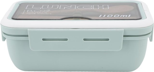 CosyHome Bento Box Lunchbox mit 2 Fächern und Besteck in Grün, 1100ml, auslaufsicher und luftdicht verschließbar - Bild 1