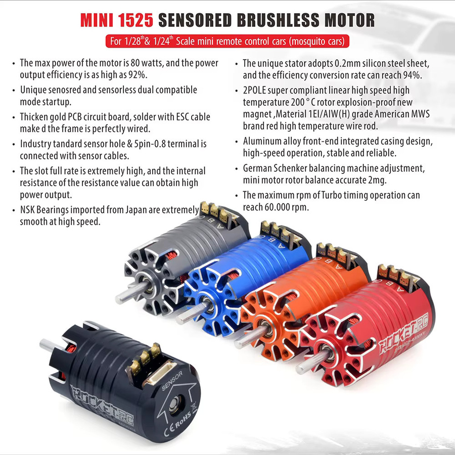 ROCKET-RC KIWAMI 30A ESC Mini1525 3500/4500/5500/6800KV Motor Sensored Bürstenlose Combo für 1/28 1/27 RC Autos Moskito Autos - Bild 3