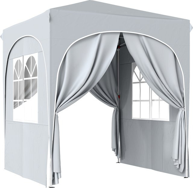 Outsunny Gartenpavillon Pop-up Faltzelt mit 4 Seitenwänden, höhenverstellbar, UV50+ Schutz, hellgrau, B/T: 2 x 2 m - Bild 1