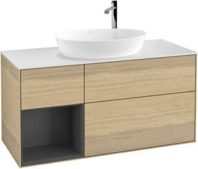 V&B Waschtischunterschrank Finion in Anthrazit mit Eichenoberfläche, Breite: 120 cm, Tiefe: 50,1 cm, Höhe: 50,1 cm - Bild 1