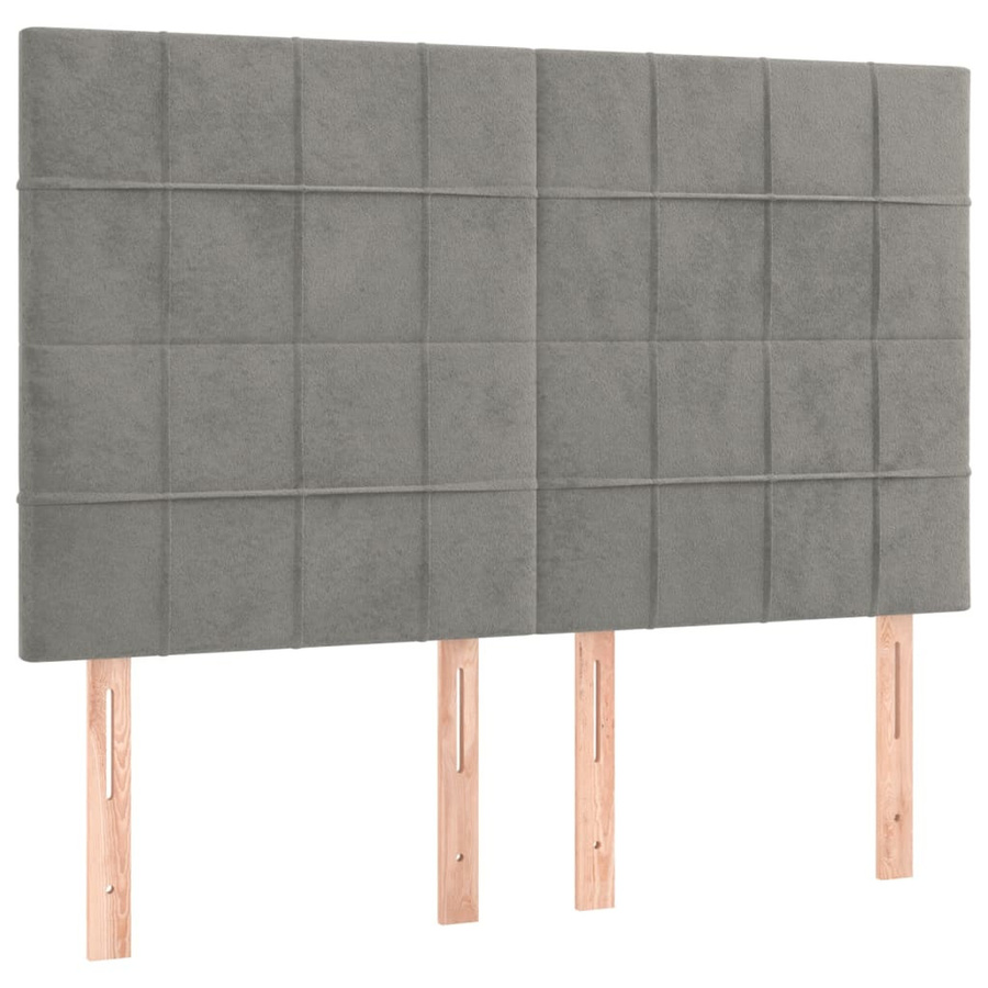 vidaXL Bettgestell mit Kopfteil aus Samt in Hellgrau, B/T/H: 140 x 190 x 146 cm - Bild 4