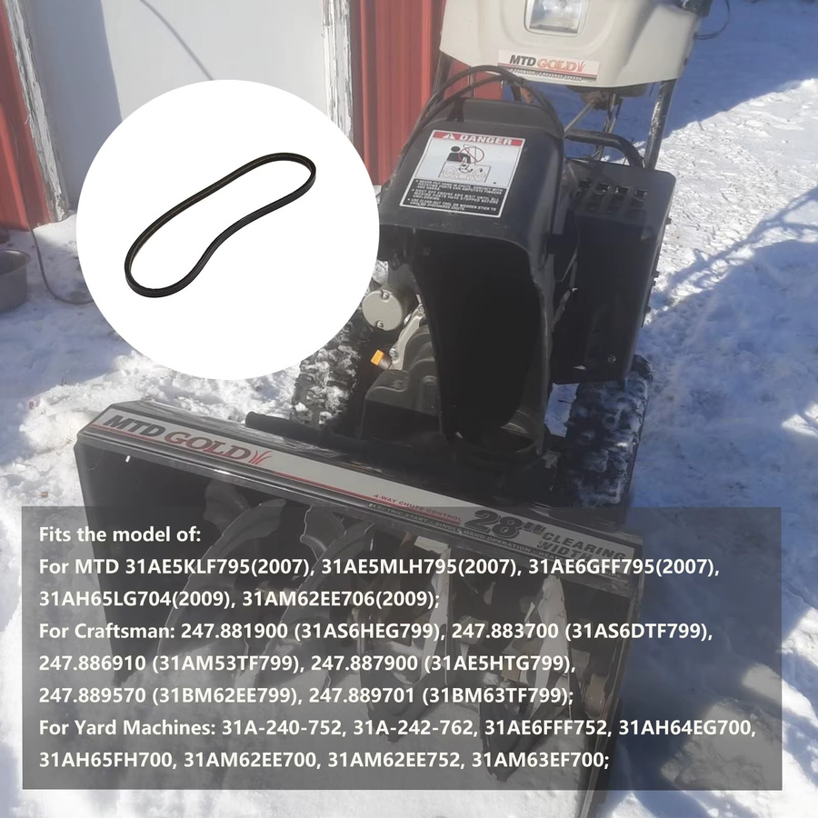 Schneckenantriebsriemen MTD in Schwarz für Schneefräsen der Marken Craftsman, Yard Machines, Huskee und Columbia (954-0367, 754-0367) - Bild 2