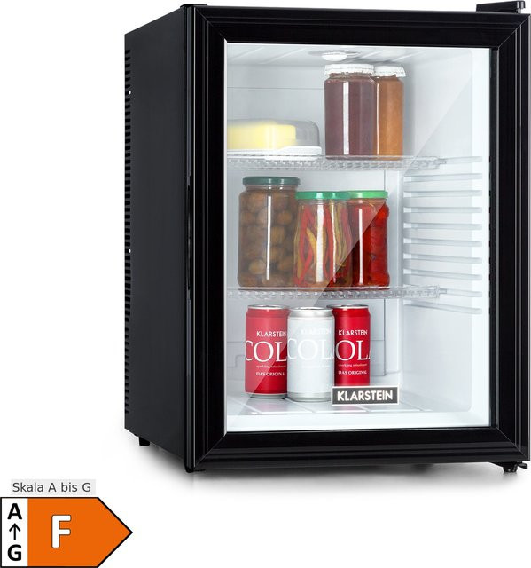 Klarstein Brooklyn 42 Mini-Kühlschrank mit Glastür und LED-Ablage, Schwarz/Weiß, 42 Liter - Bild 1