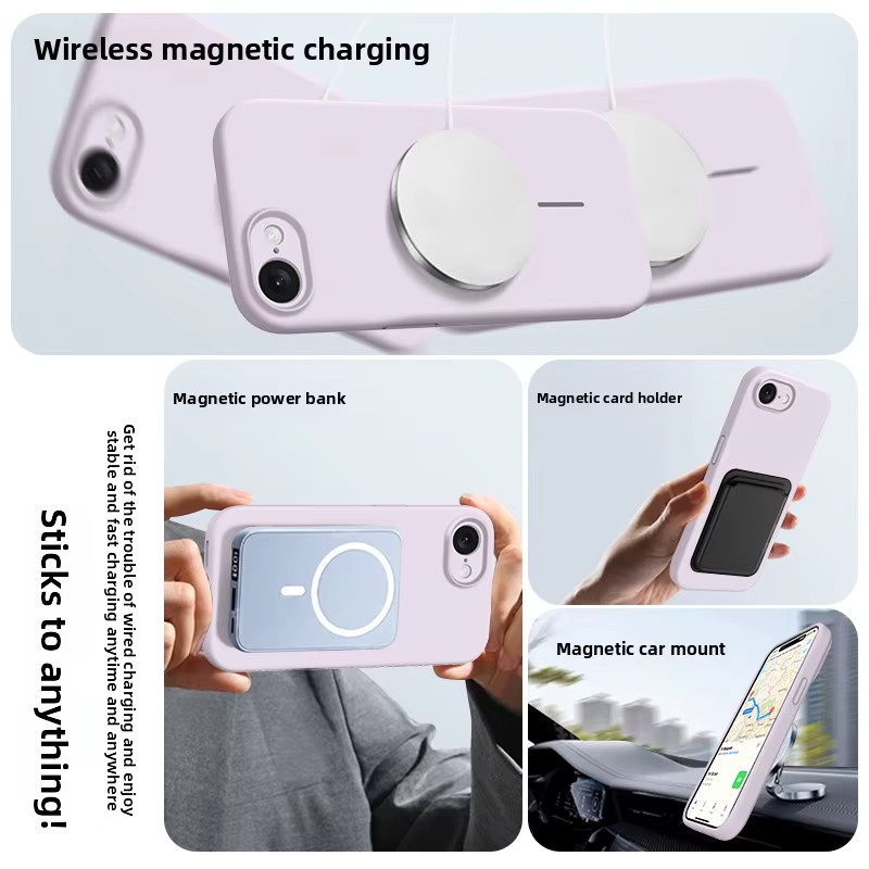 Magnetische Silikonhülle für iPhone 17e und iPhone 16e mit Hautgefühl und Sturzschutz für kabelloses Laden - Bild 2