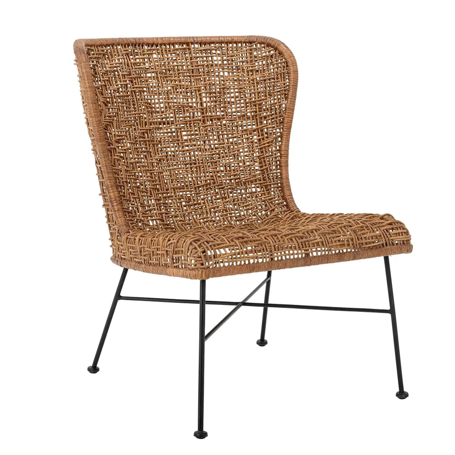 Bloomingville Loungesessel Somme aus Rattan in Nature mit Armlehnen und skandinavischem Design, Farben: Beige und Braun, B/T/H: 69,0 x 59,5 x 69,0 cm - Bild 1