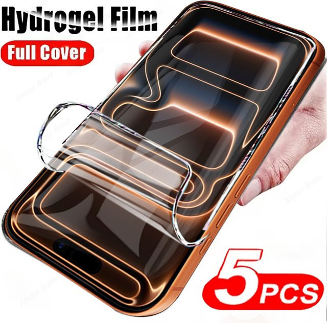 5 Stück Amour Brave Hydrogel-Displayschutzfolie für iPhone 17 16 15 14 13 12 11 Pro Max XS XR Plus 16e 17e Air transparent - Bild 1