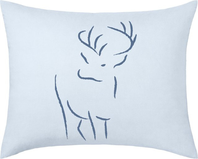 ERWIN M. Kissenbezug Hirschegg aus Baumwolle mit Tiermotiv in Hellblau und Dunkelblau, B: 80 cm, H: 40 cm - Bild 1