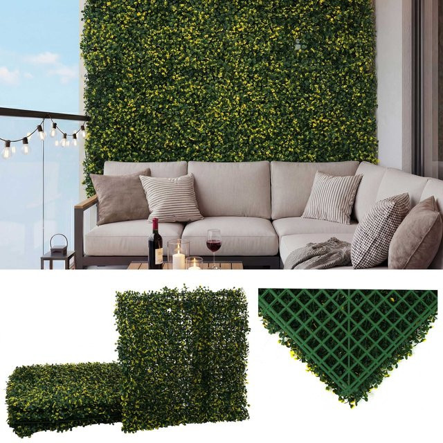 MCW Wandfliese L78 Sichtschutzhecke Buchs in Grün-Gelb, 4 Stück, B/H: 50 x 50 cm - Bild 1