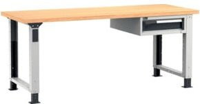 FAMI Werkbank mit Multiplexplatte und höhenverstellbarem Gestell in Grau und Anthrazit, B: 200 cm, T: 75 cm - Bild 1