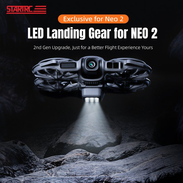 DJI NEO 2 Fahrwerk mit Blitz-LED und Drohnenverlängerung als Erhöhungsstent und Nachtfluglicht-Zubehör - Bild 1