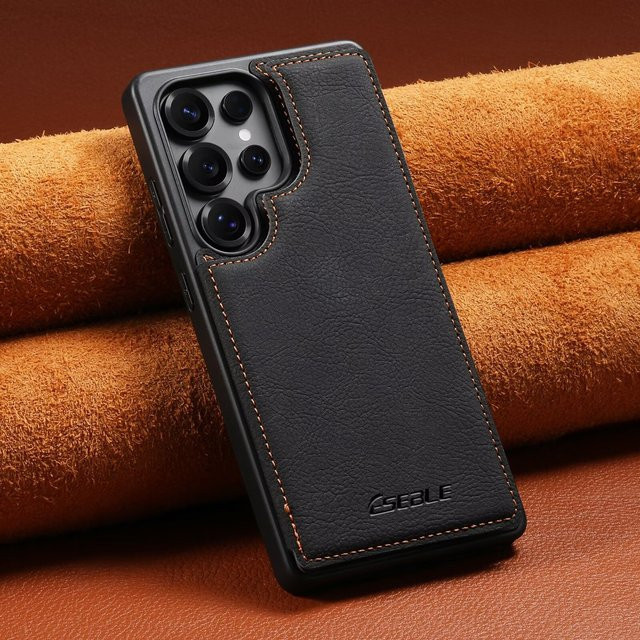 Leder Flip-Kartenhalter Brieftasche Handyhülle mit Schnallen-Schutz für Samsung Galaxy S26 S25 Ultra S24 FE S23 S22 A56 A55 in Schwarz oder Blau - Bild 1