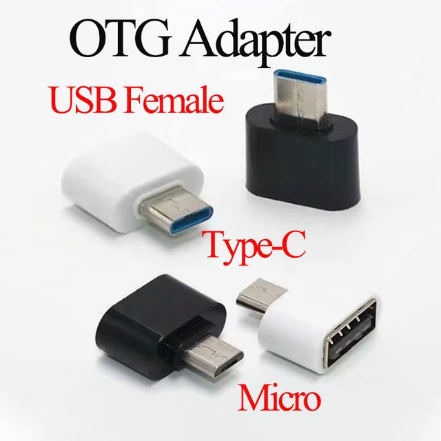 JCD OTG-Adapter Set mit USB-Typ-C und Micro-USB auf USB 2.0-A, 2 Stück, Schwarz und Weiß, für Maus, Tastatur und USB-Stick - Bild 1
