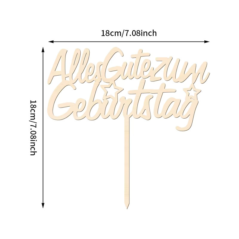 YOMDID Holz Kuchen Topper Alles Gute zum Geburtstag mit Stern-Design in Braun - Bild 6