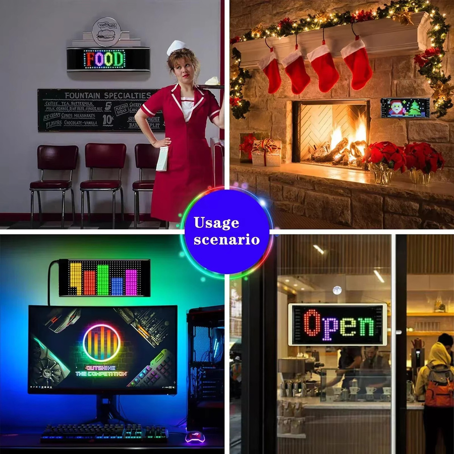 VENUSWING Programmierbarer LED-Matrix-Pixel-Bildschirm mit Bluetooth- und App-Steuerung, RGB Multicolour, Schwarz - Bild 5