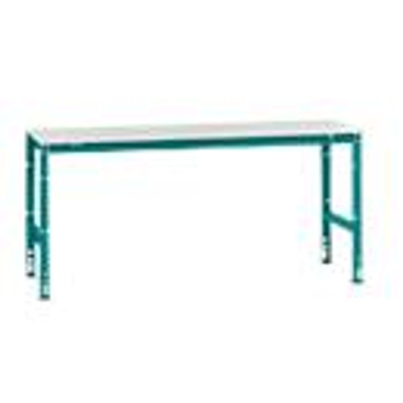 Manuflex Arbeits-Grundtisch UNIVERSAL Standard mit Kunststoffplatte, Wasserblau, B/T/H: 200 x 80 x 76-87 cm - Bild 2