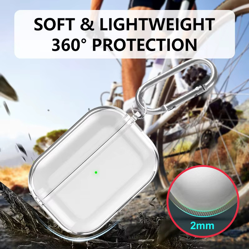 Stoßfeste Schutzhülle aus weichem TPU für Apple AirPods Pro 3 Kopfhörer, transparent, inklusive Reinigungsset - Bild 2