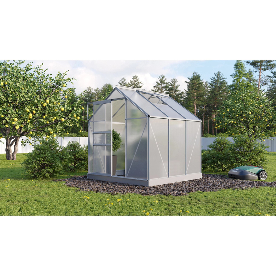 Vitavia Gewächshaus Planet 3800 mit Fundament, Aluminium Eloxiert, Silber, B: 195 cm, T: 195 cm, H: 207 cm, Polycarbonat-Platten - Bild 5