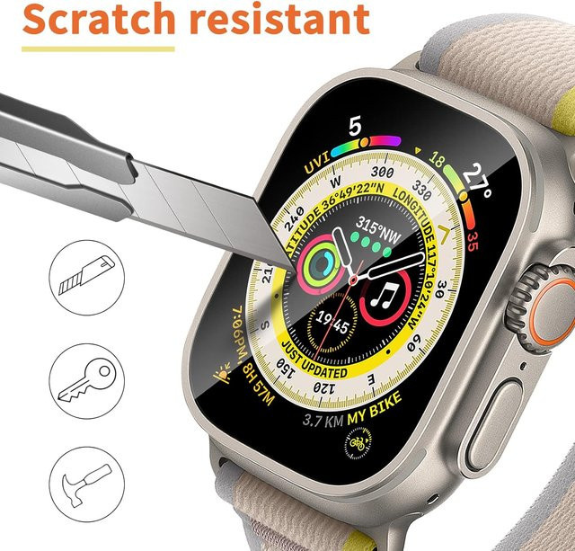 Apple Displayschutzfolie aus gehärtetem Glas, Apple Watch Serie Ultra 2 3 1, 49 mm - Bild 1