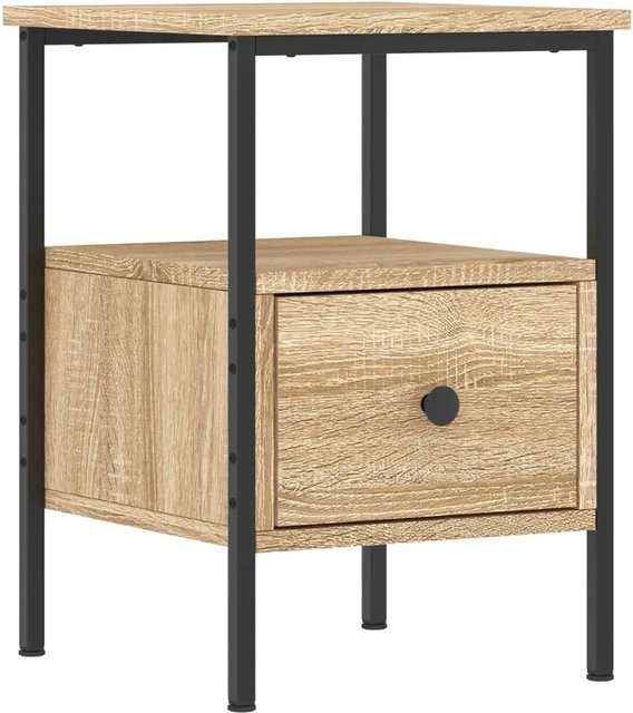vidaXL Nachttisch in Sonoma-Eiche aus Holzwerkstoff und Eisen, Farbe: Braun, B/T/H: 34 x 36 x 50 cm - Bild 1