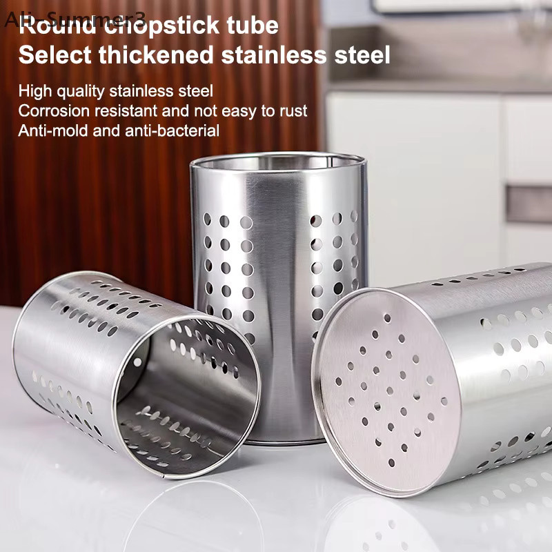 Edelstahl-Essstäbchenhalter in Silber mit hoher Kapazität und Abflussfunktion, Durchmesser: 18,0 cm, Höhe: 12,0 cm - Bild 5