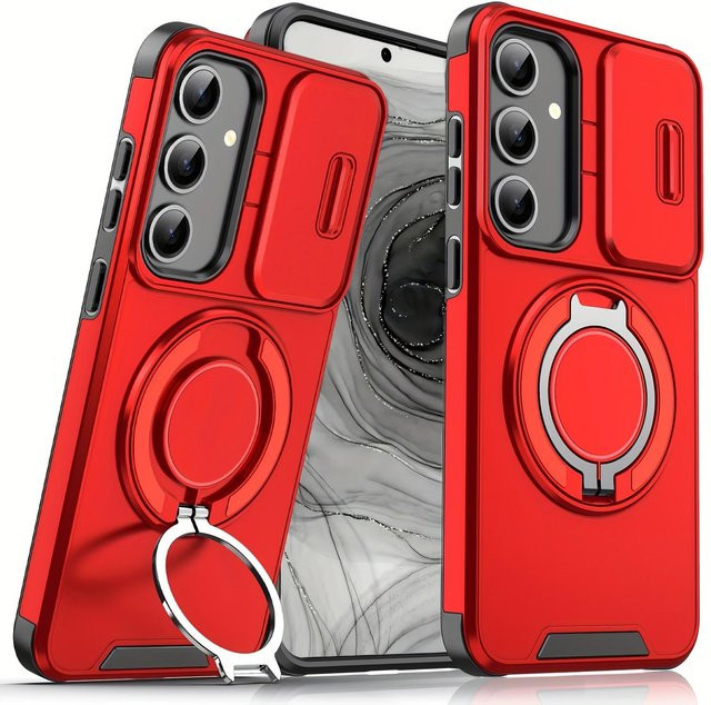 Armor Magnetische Hülle mit Schiebe-Kamera-Schutz für Samsung Galaxy S26 S25 S24 S23 S22 S21 S20 Ultra Plus S24 FE, stoßfest, rot - Bild 1