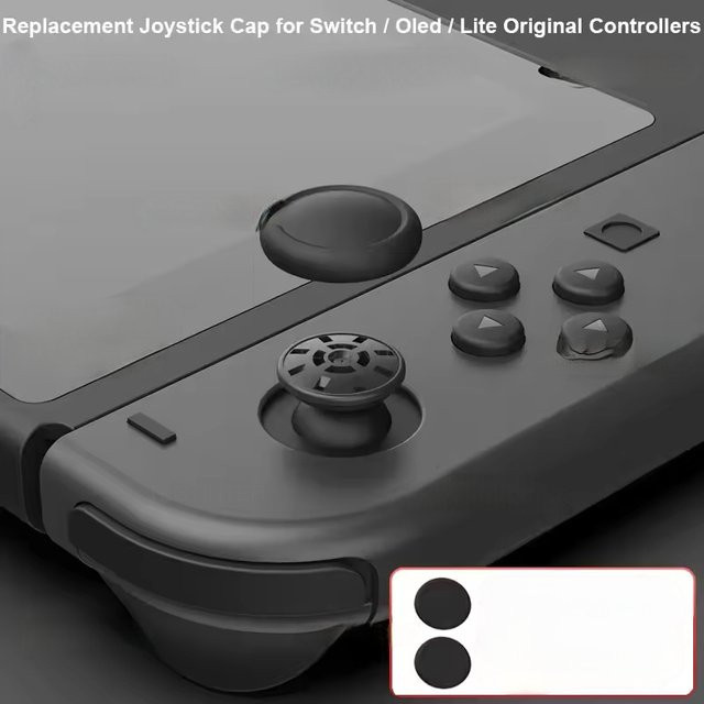 Joystick-Ersatzkappen in Schwarz für Nintendo Switch, OLED und Lite Controller als 3D Analog Thumbstick Grip Reparaturset - Bild 1