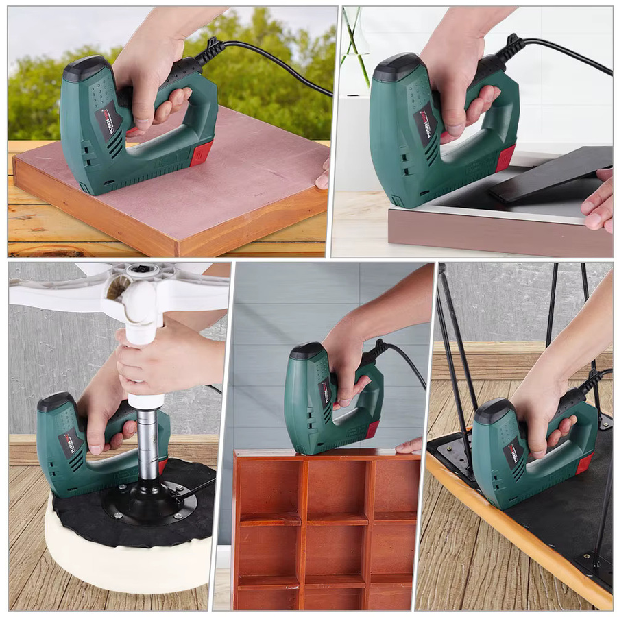 POSENPRO Elektrischer Tacker und Nagelpistole 45W in Grün inklusive 500 Nägel für DIY-Polsterarbeiten und Holzbearbeitung - Bild 6